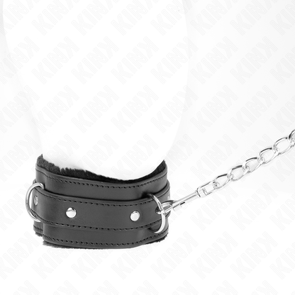 KINK - COLLARE CON GUINZAGLIO 65 CM CON RESTRIZIONI NERO 36-42 CM X 5,5 CM - KINK COLLAR & GAG | Lingerie Harness Boutique