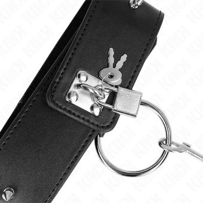 KINK - COLLANA 65 CM CON GUINZAGLIO CON BORCHIE ARGENTO MODELLO 2 REGOLABILE 36-43 CM X 5 CM - Lingerie Harness Boutique | Lingerie Harness Boutique