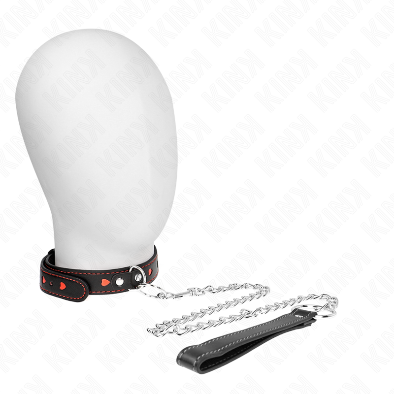 KINK - COLLANA CON CINTURINO 65 CM DETTAGLI CUORE 52,5 X 2,5 CM - KINK COLLAR & GAG | Lingerie Harness Boutique