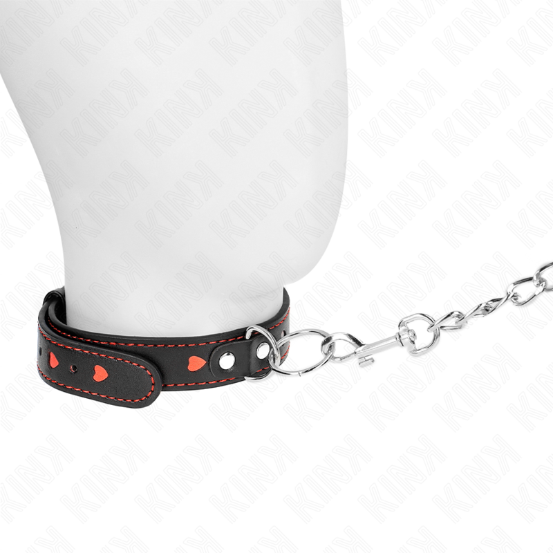KINK - COLLANA CON CINTURINO 65 CM DETTAGLI CUORE 52,5 X 2,5 CM - KINK COLLAR & GAG | Lingerie Harness Boutique