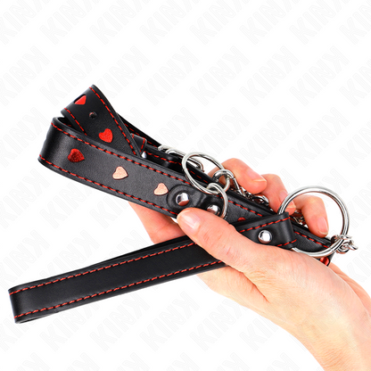 KINK - COLLANA CON CINTURINO 65 CM DETTAGLI CUORE 52,5 X 2,5 CM - KINK COLLAR & GAG | Lingerie Harness Boutique