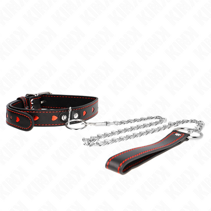 KINK - COLLANA CON CINTURINO 65 CM DETTAGLI CUORE 52,5 X 2,5 CM - KINK COLLAR & GAG | Lingerie Harness Boutique