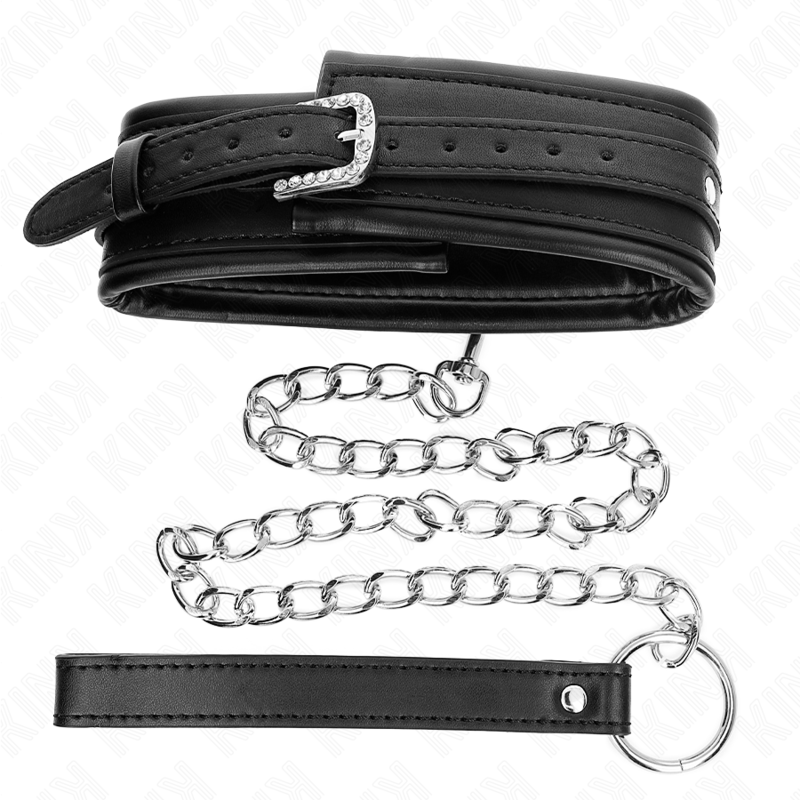 KINK - COLLANA CON CINTURINO CON FIBBIA LUCIDA 65 CM 48.5 CM X 5.3 CM - KINK COLLAR & GAG | Lingerie Harness Boutique