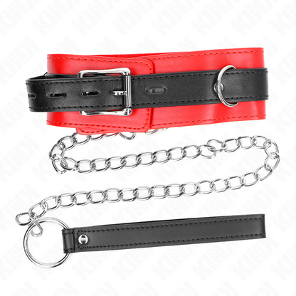 KINK - COLLARE CON CINTURA 65 CM CON CINTURINO ROSSO 54 X 4,5 CM - Lingerie Harness Boutique | Lingerie Harness Boutique