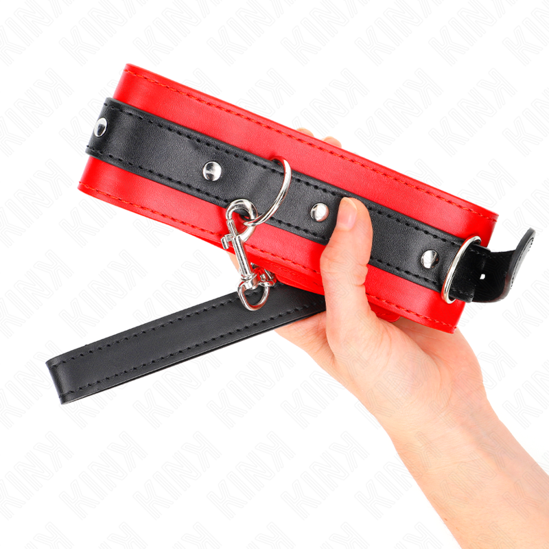 KINK - COLLARE CON CINTURA 65 CM CON CINTURINO ROSSO 54 X 4,5 CM - Lingerie Harness Boutique | Lingerie Harness Boutique
