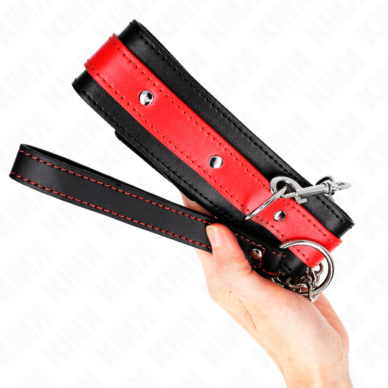 KINK - COLLANA CON CINTURINO ROSSO 65 CM REGOLABILE 36-43 CM X 5 CM - KINK COLLAR & GAG | Lingerie Harness Boutique