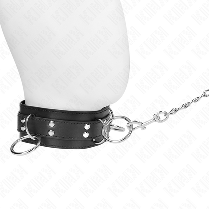 KINK - COLLANA SCHIAVITÙ 3 ANELLI CON CINTURINO 80 CM 53 X 5 CM - KINK COLLAR & GAG | Lingerie Harness Boutique