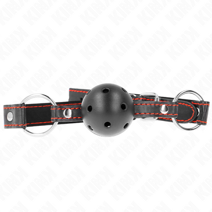 KINK - BALL GAG HOLLOW HARD NERO MODELLO 2 65 x 2,5 CM - KINK COLLAR & GAG | Lingerie Harness Boutique