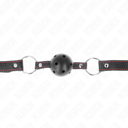 KINK - BALL GAG HOLLOW HARD NERO MODELLO 2 65 x 2,5 CM - KINK COLLAR & GAG | Lingerie Harness Boutique