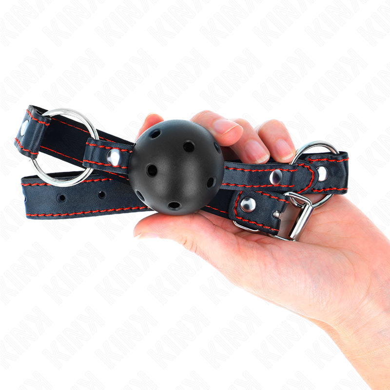 KINK - BALL GAG HOLLOW HARD NERO MODELLO 2 65 x 2,5 CM - KINK COLLAR & GAG | Lingerie Harness Boutique