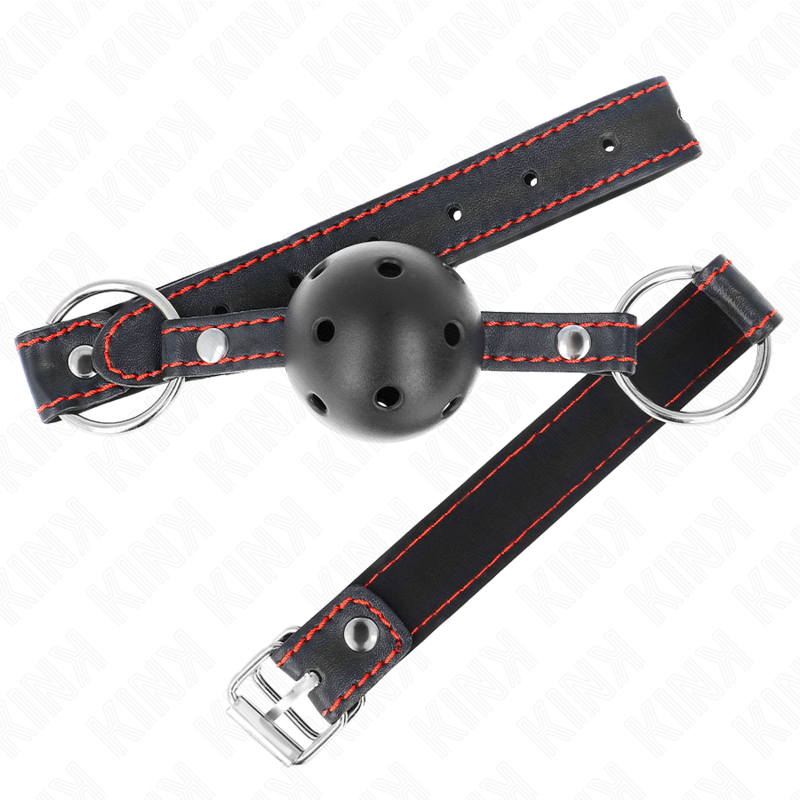 KINK - BALL GAG HOLLOW HARD NERO MODELLO 2 65 x 2,5 CM - KINK COLLAR & GAG | Lingerie Harness Boutique