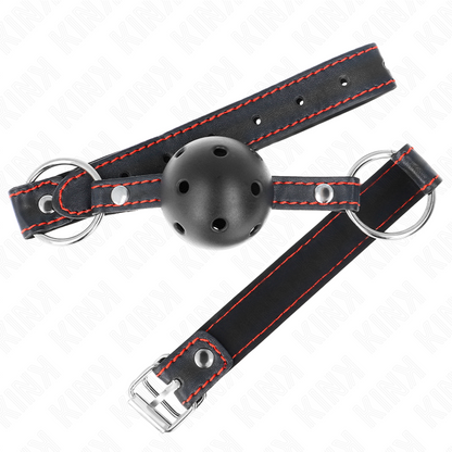KINK - BALL GAG HOLLOW HARD NERO MODELLO 2 65 x 2,5 CM - KINK COLLAR & GAG | Lingerie Harness Boutique