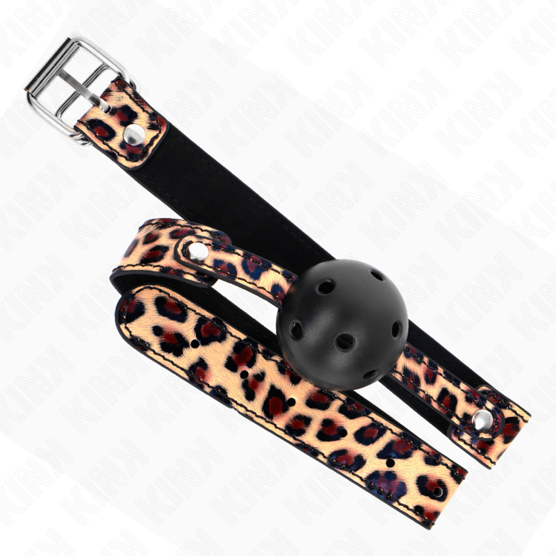KINK - PALLA TRASPIRANTE LEOPARDO 4,5 CM BAVAGLIO 65 x 2,5 CM - KINK COLLAR & GAG | Lingerie Harness Boutique