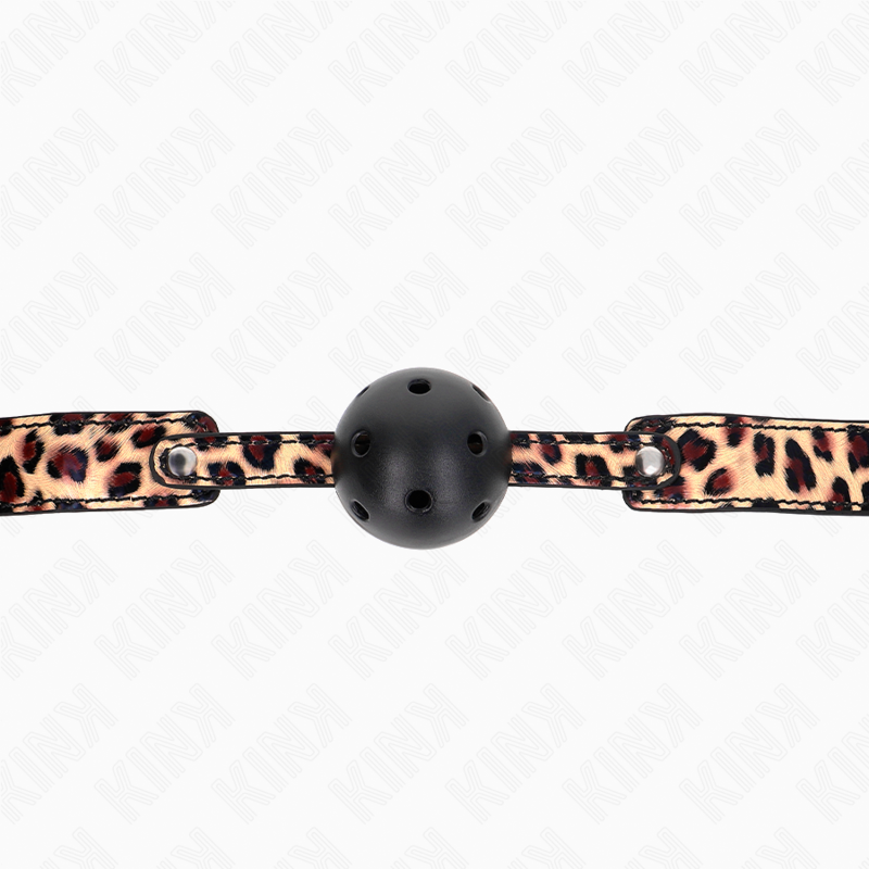 KINK - PALLA TRASPIRANTE LEOPARDO 4,5 CM BAVAGLIO 65 x 2,5 CM - KINK COLLAR & GAG | Lingerie Harness Boutique