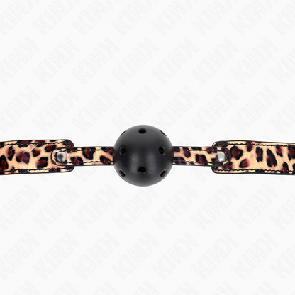 KINK - PALLA TRASPIRANTE LEOPARDO 4,5 CM BAVAGLIO 65 x 2,5 CM - KINK COLLAR & GAG | Lingerie Harness Boutique