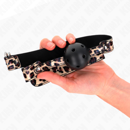 KINK - PALLA TRASPIRANTE LEOPARDO 4,5 CM BAVAGLIO 65 x 2,5 CM - KINK COLLAR & GAG | Lingerie Harness Boutique