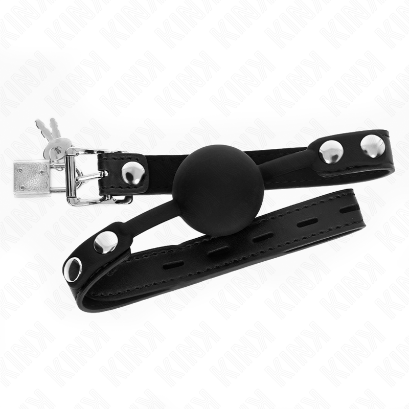 KINK - MODELLO 1 PALLA IN SILICONE 4 CM GAG CON SERRATURA 60 x 2 CM - KINK COLLAR & GAG | Lingerie Harness Boutique