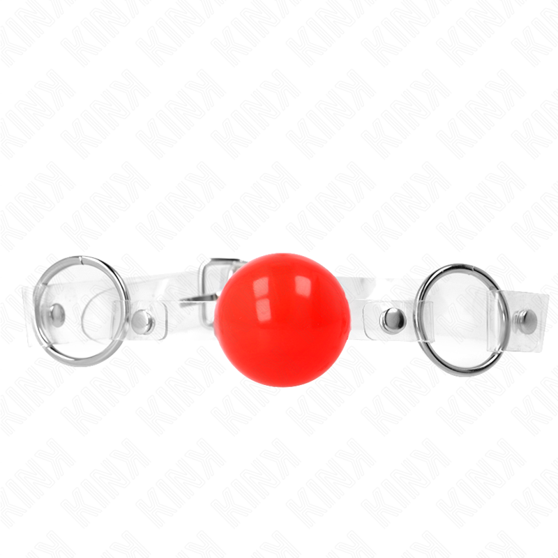 KINK - PALLA IN PVC TRASPARENTE ROSSA BAVAGLIO 4 CM REGOLABILE - KINK COLLAR & GAG | Lingerie Harness Boutique