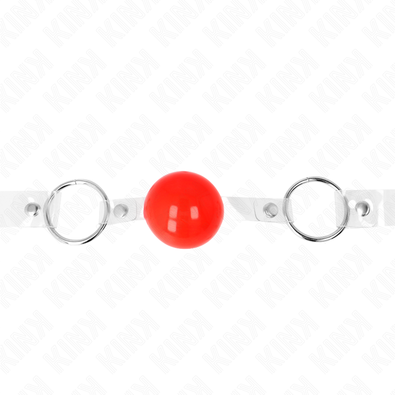 KINK - PALLA IN PVC TRASPARENTE ROSSA BAVAGLIO 4 CM REGOLABILE - KINK COLLAR & GAG | Lingerie Harness Boutique