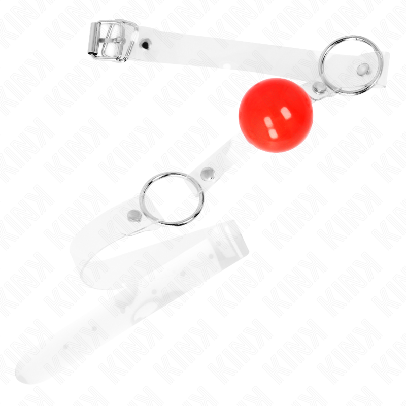 KINK - PALLA IN PVC TRASPARENTE ROSSA BAVAGLIO 4 CM REGOLABILE - KINK COLLAR & GAG | Lingerie Harness Boutique