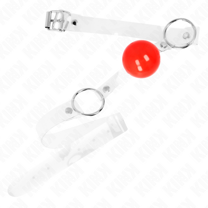 KINK - PALLA IN PVC TRASPARENTE ROSSA BAVAGLIO 4 CM REGOLABILE - KINK COLLAR & GAG | Lingerie Harness Boutique