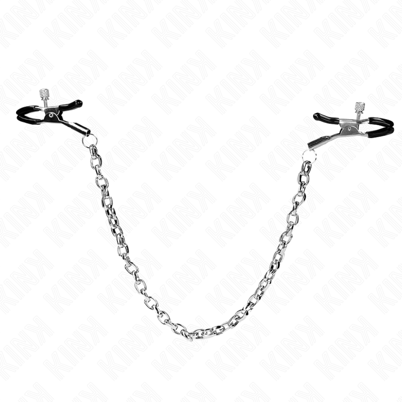 KINK - MORSETTI PER CAPEZZOLI A CATENA SPESSA 30 CM - KINK COLLAR & GAG | Lingerie Harness Boutique