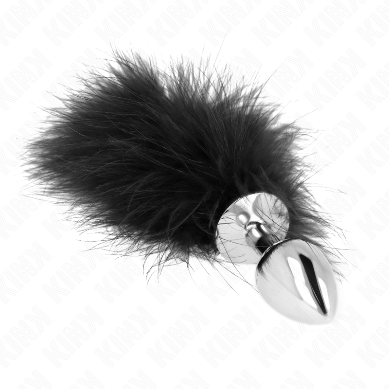 KINK - PLUG ANALE IN ACCIAIO INOSSIDABILE 11 x 7 CM CON PIUMA 11 CM - KINK PLEASURE PLUGS | Lingerie Harness Boutique
