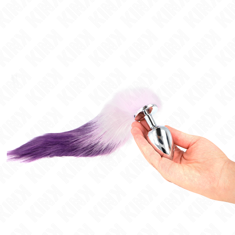 KINK - PLUG ANALE MISURA L 10 X 4 CM CON CODA SINTETICA 40 CM VIOLA - KINK PLEASURE PLUGS | Lingerie Harness Boutique