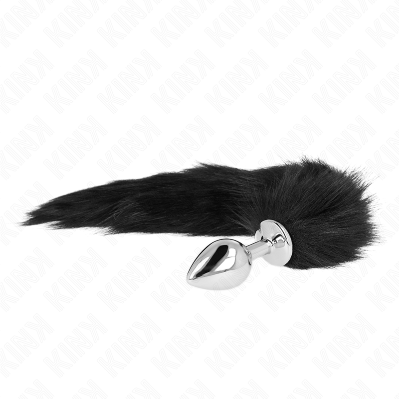 KINK - PLUG ANALE MISURA M 8 X 3,5 CM CON CODA SINTETICA 40 CM NERO - KINK PLEASURE PLUGS | Lingerie Harness Boutique