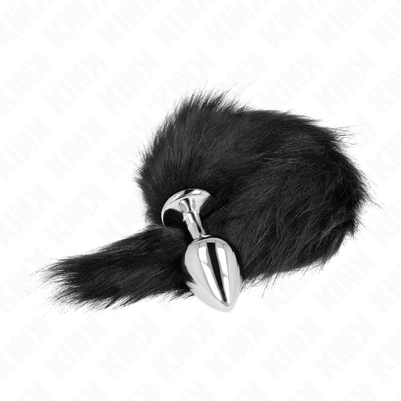 KINK - PLUG ANALE MISURA M 8 X 3,5 CM CON CODA SINTETICA 40 CM NERO - KINK PLEASURE PLUGS | Lingerie Harness Boutique