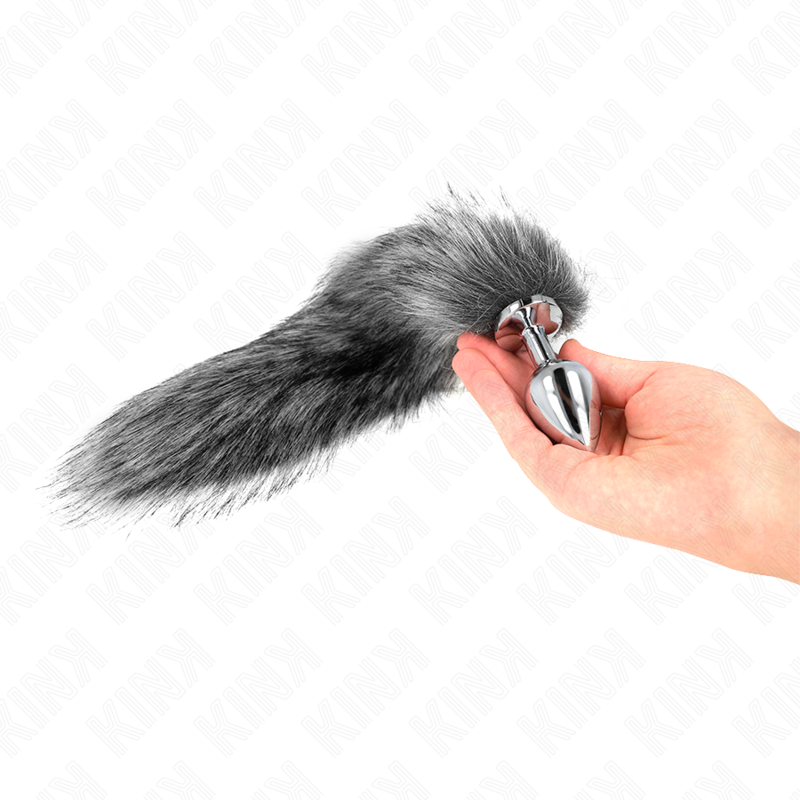 KINK - BUTT PLUG SIZE M 8 X 3.5 CM WITH SYNTHETIC TAIL 40 CM GREY