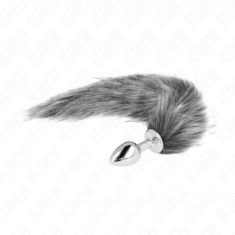 KINK - PLUG ANALE TAGLIA S 7 X 3 CM CON CODA SINTETICA 40 CM GRIGIO - KINK COLLAR & GAG | Lingerie Harness Boutique