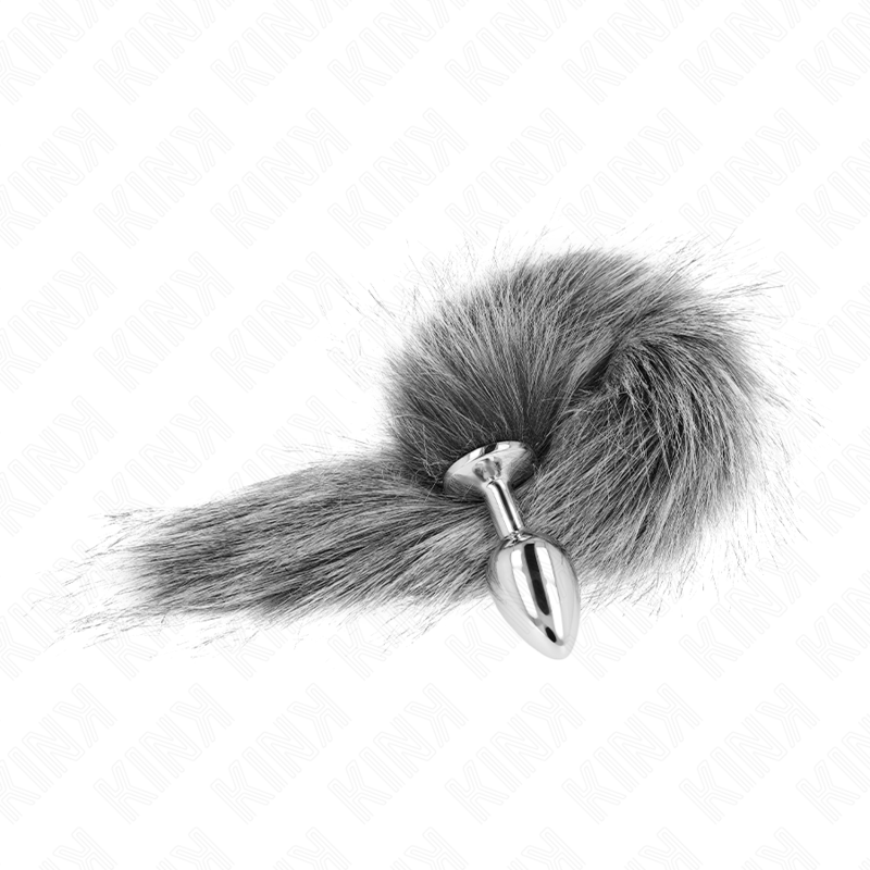 KINK - PLUG ANALE TAGLIA S 7 X 3 CM CON CODA SINTETICA 40 CM GRIGIO - KINK COLLAR & GAG | Lingerie Harness Boutique