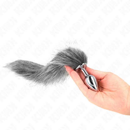KINK - PLUG ANALE TAGLIA S 7 X 3 CM CON CODA SINTETICA 40 CM GRIGIO - KINK COLLAR & GAG | Lingerie Harness Boutique