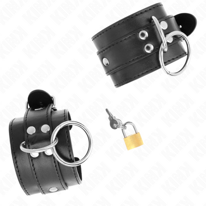 KINK - FERMAPOLSO CON BLOCCAGGIO O-RING NERO REGOLABILE 20-28 CM X 5,5 CM - KINK COLLAR & GAG | Lingerie Harness Boutique