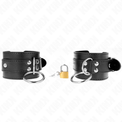 KINK - FERMAPOLSO CON BLOCCAGGIO O-RING NERO REGOLABILE 20-28 CM X 5,5 CM - KINK COLLAR & GAG | Lingerie Harness Boutique