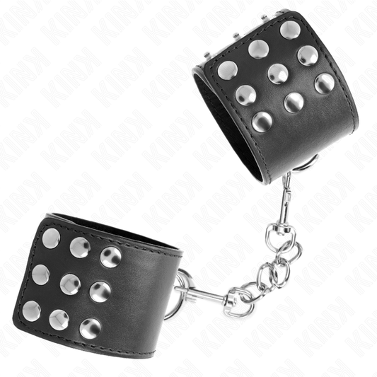 KINK - RESISTENZA DA POLSO CON CHIUSURA A SCATTO NERA REGOLABILE 19-24 CM X 5,5 CM - Lingerie Harness Boutique | Lingerie Harness Boutique