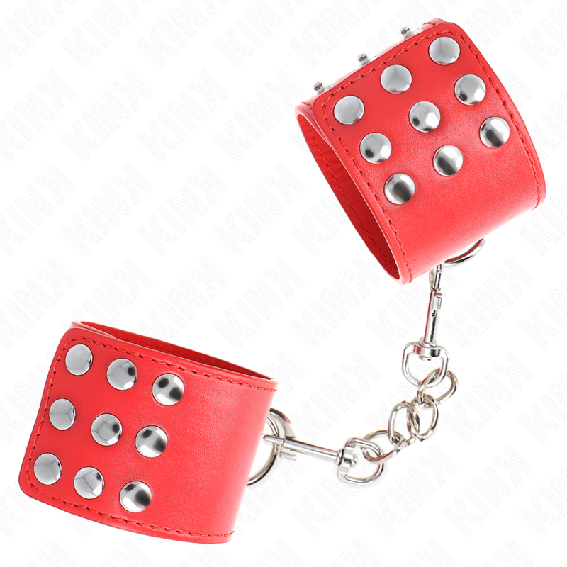 KINK - RESISTENZA DA POLSO CON CHIUSURA A SCATTO ROSSO REGOLABILE 19-24 CM X 5,5 CM - KINK COLLAR & GAG | Lingerie Harness Boutique