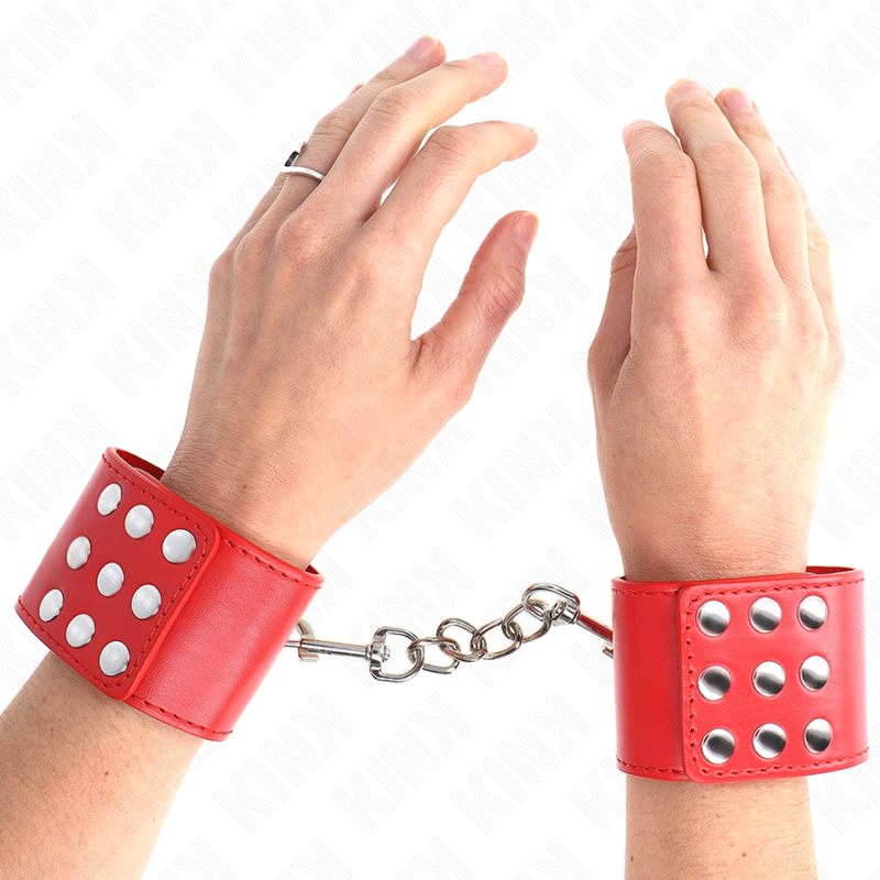 KINK - RESISTENZA DA POLSO CON CHIUSURA A SCATTO ROSSO REGOLABILE 19-24 CM X 5,5 CM - KINK COLLAR & GAG | Lingerie Harness Boutique