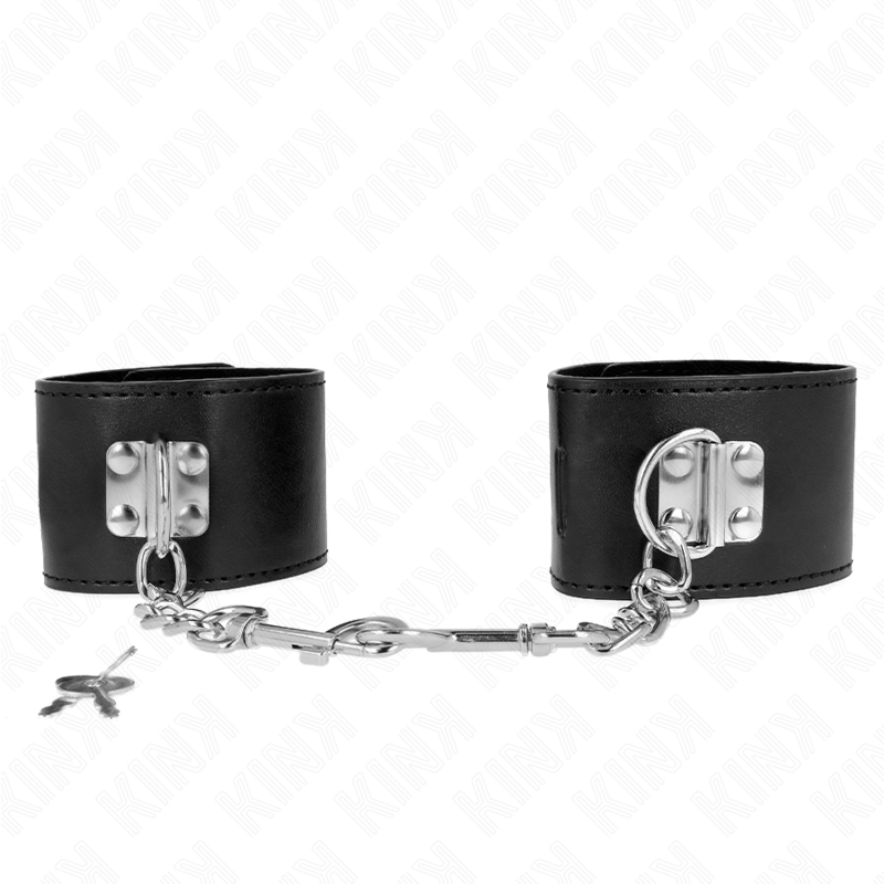 KINK - RESISTENZA DA POLSO CON CHIUSURA A LUCCHETTO NERO REGOLABILE 16-23 CM X 5,5 CM - KINK COLLAR & GAG | Lingerie Harness Boutique