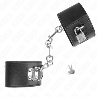 KINK - RESISTENZA DA POLSO CON CHIUSURA A LUCCHETTO NERO REGOLABILE 16-23 CM X 5,5 CM - KINK COLLAR & GAG | Lingerie Harness Boutique