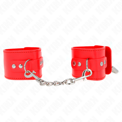 KINK - RESISTENZA DA POLSO CON CHIUSURA A LUCCHETTO ROSSO REGOLABILE 16-23 CM X 5,5 CM - KINK COLLAR & GAG | Lingerie Harness Boutique