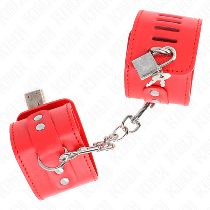 KINK - RESISTENZA DA POLSO CON CHIUSURA A LUCCHETTO ROSSO REGOLABILE 16-23 CM X 5,5 CM - KINK COLLAR & GAG | Lingerie Harness Boutique