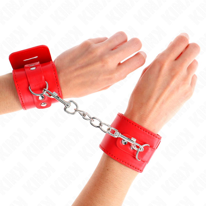 KINK - RESISTENZA DA POLSO CON CHIUSURA A LUCCHETTO ROSSO REGOLABILE 16-23 CM X 5,5 CM - KINK COLLAR & GAG | Lingerie Harness Boutique