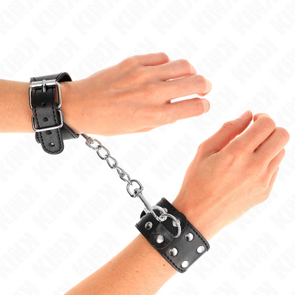 KINK - CINTURINI CON DOPPIA LINEA DI BORCHIE REGOLABILI NERO - KINK COLLAR & GAG | Lingerie Harness Boutique