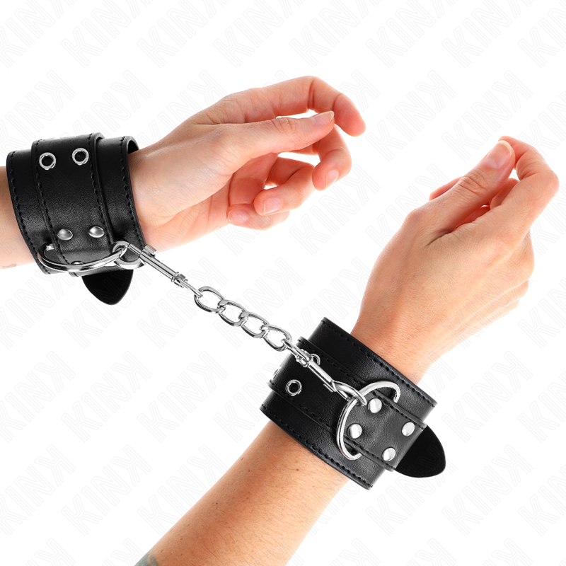 KINK - REGTINO DA POLSO DOPPIA FIBBIA NERO REGOLABILE 19-26 CM - KINK COLLAR & GAG | Lingerie Harness Boutique