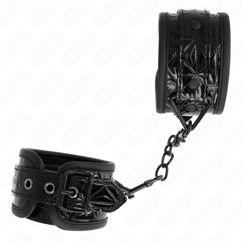 KINK - RESISTENZA DA POLSO CON MOTIVO A DIAMANTI NERO REGOLABILE 17-26 CM X 5,5 CM - KINK COLLAR & GAG | Lingerie Harness Boutique
