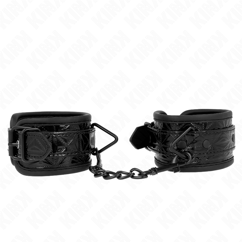 KINK - RESISTENZA DA POLSO CON MOTIVO A DIAMANTI NERO REGOLABILE 17-26 CM X 5,5 CM - KINK COLLAR & GAG | Lingerie Harness Boutique