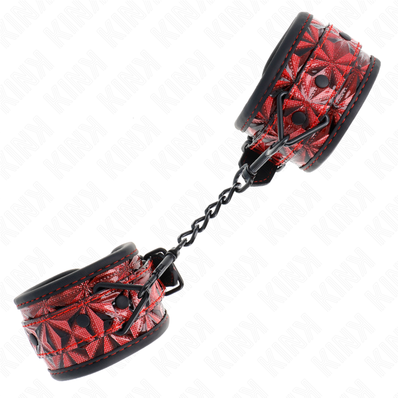KINK - RESISTENZA DA POLSO CON MOTIVO A DIAMANTI ROSSO SCURO REGOLABILE 17-26 CM X 5,5 CM - KINK COLLAR & GAG | Lingerie Harness Boutique