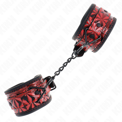 KINK - RESISTENZA DA POLSO CON MOTIVO A DIAMANTI ROSSO SCURO REGOLABILE 17-26 CM X 5,5 CM - KINK COLLAR & GAG | Lingerie Harness Boutique